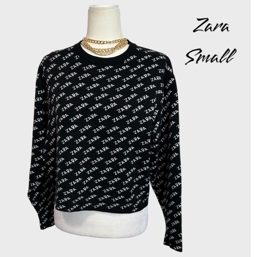 ZARA Women’s Jumper Knit Sweater Long Sleeves Small Black Pre-owned condition